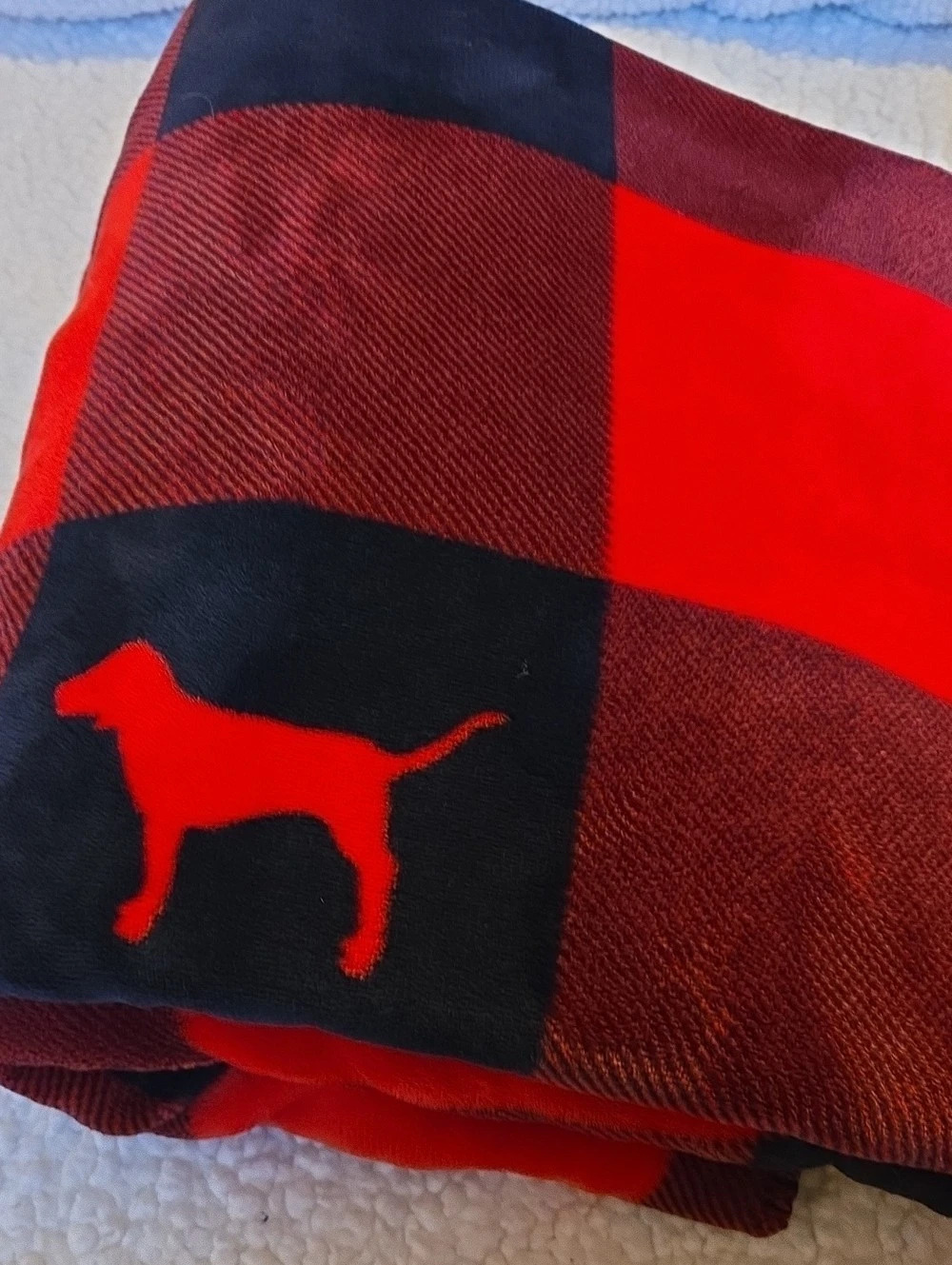 Victoria's Secret Red & Black Color Block Blanket